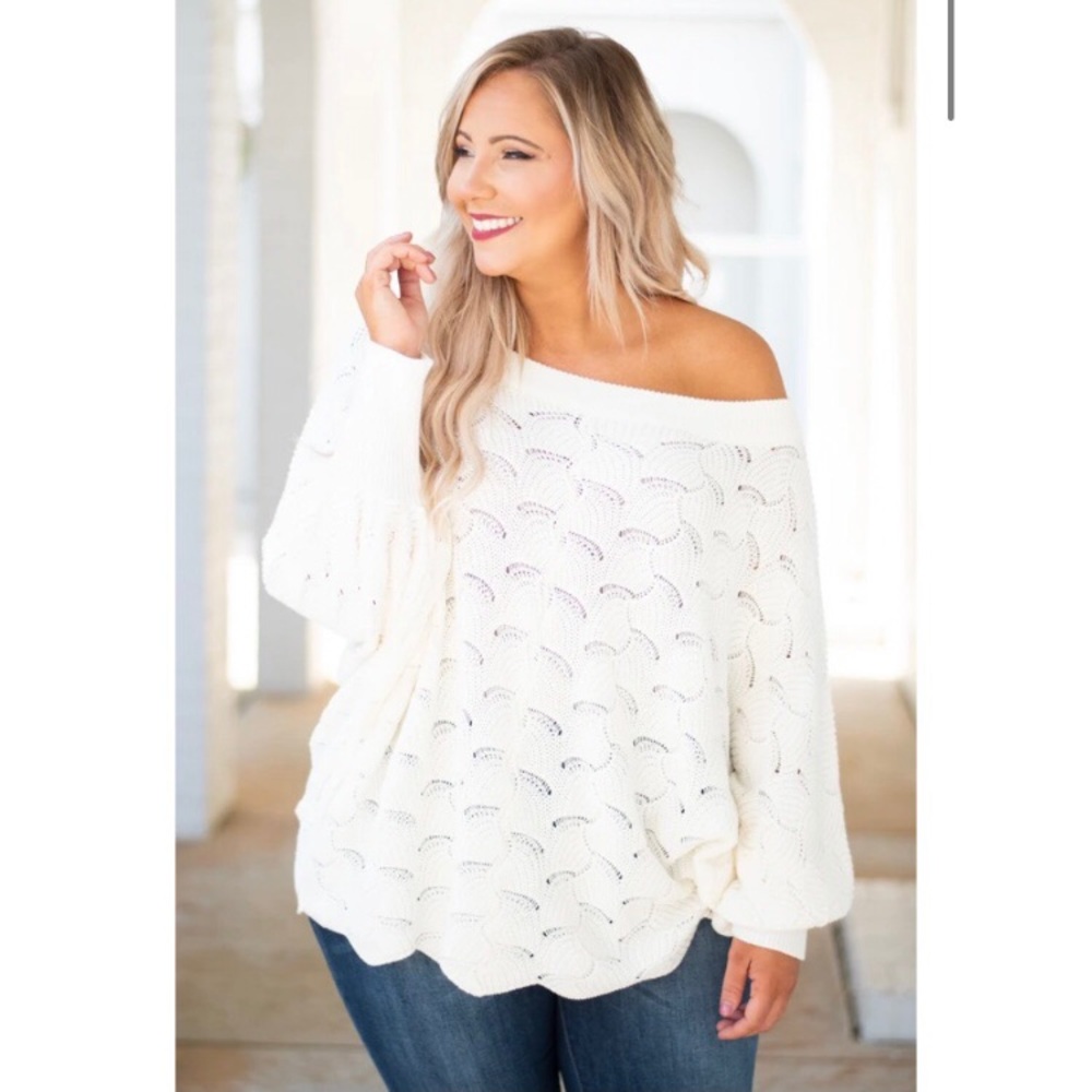 Chic Soul Cream Off-the-Shoulder Sweater